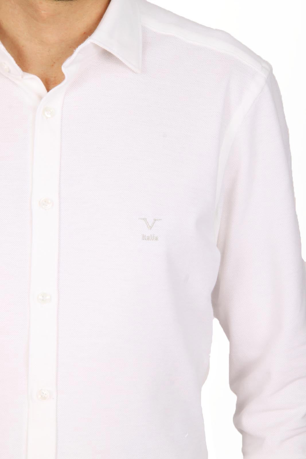 Camisa de manga larga para hombre V 1969 Italia Paris Piquet Bianco