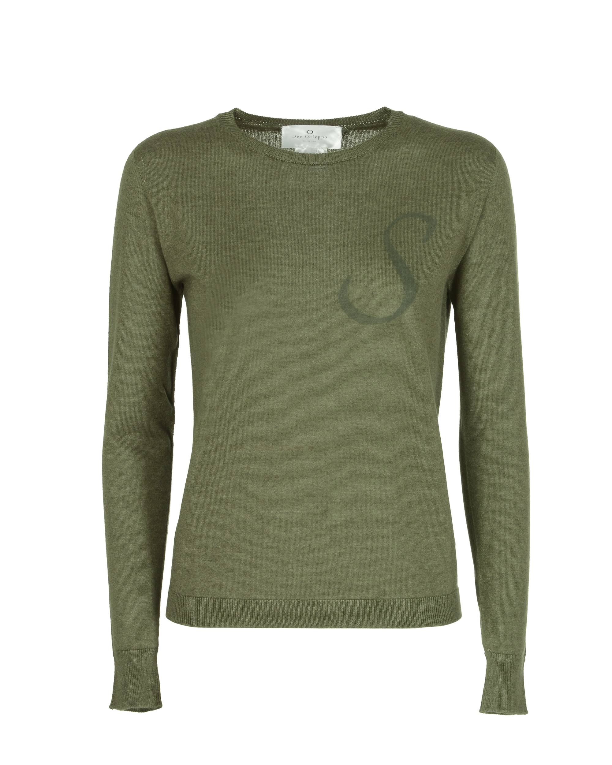 Jersey de cachemira de verano con cuello redondo y manga larga, color verde