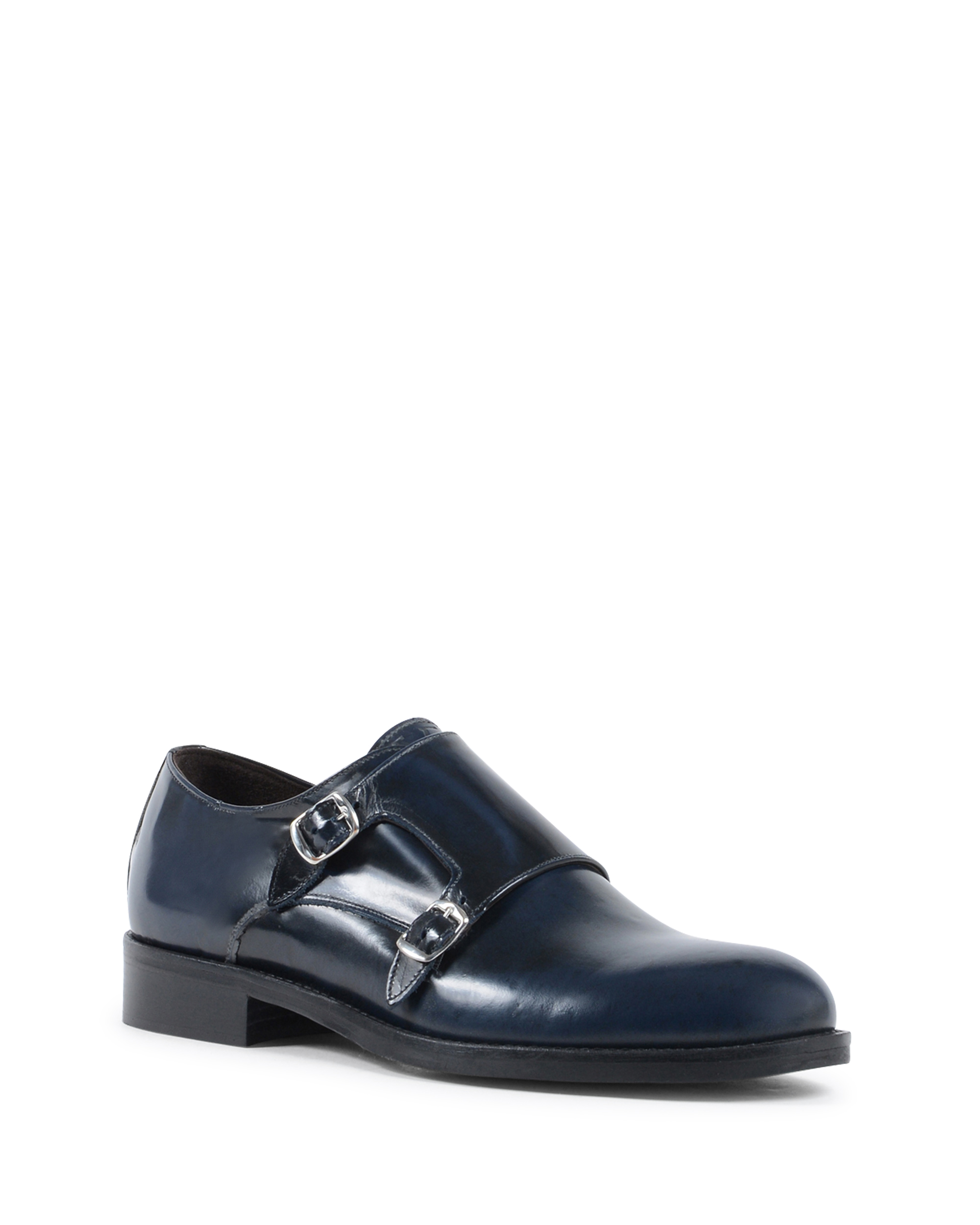 19V69 Italia Zapato de hombre con doble hebilla azul 1210 MP ABRASIVATO BLUE