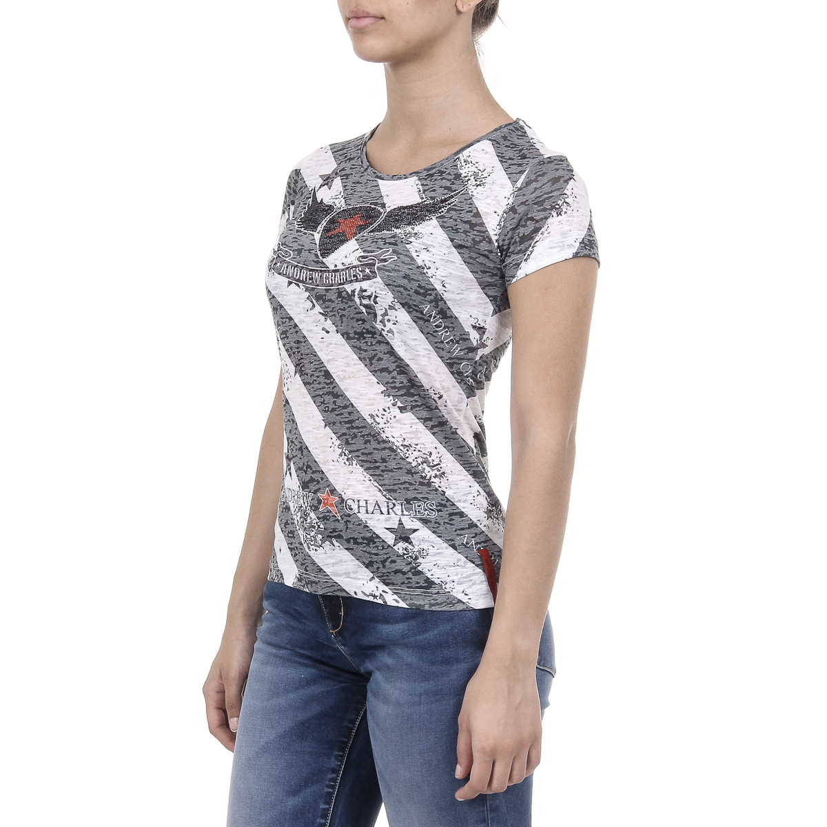 Andrew Charles Womens T-shirt Short Sleeves Round Neck Dark Green CAROLINE