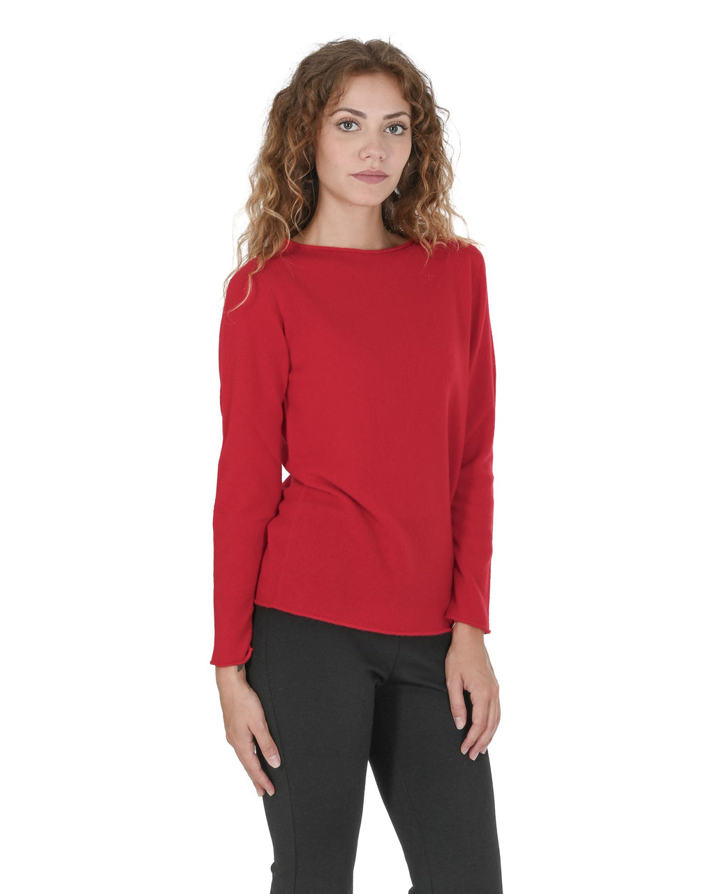 Suéter de cachemira con cuello barco para mujer Crown of Edinburgh COE 0025 ROJO