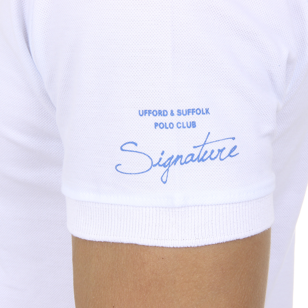Polo Ufford & Suffolk Polo Club para hombre, manga corta, US026, blanco