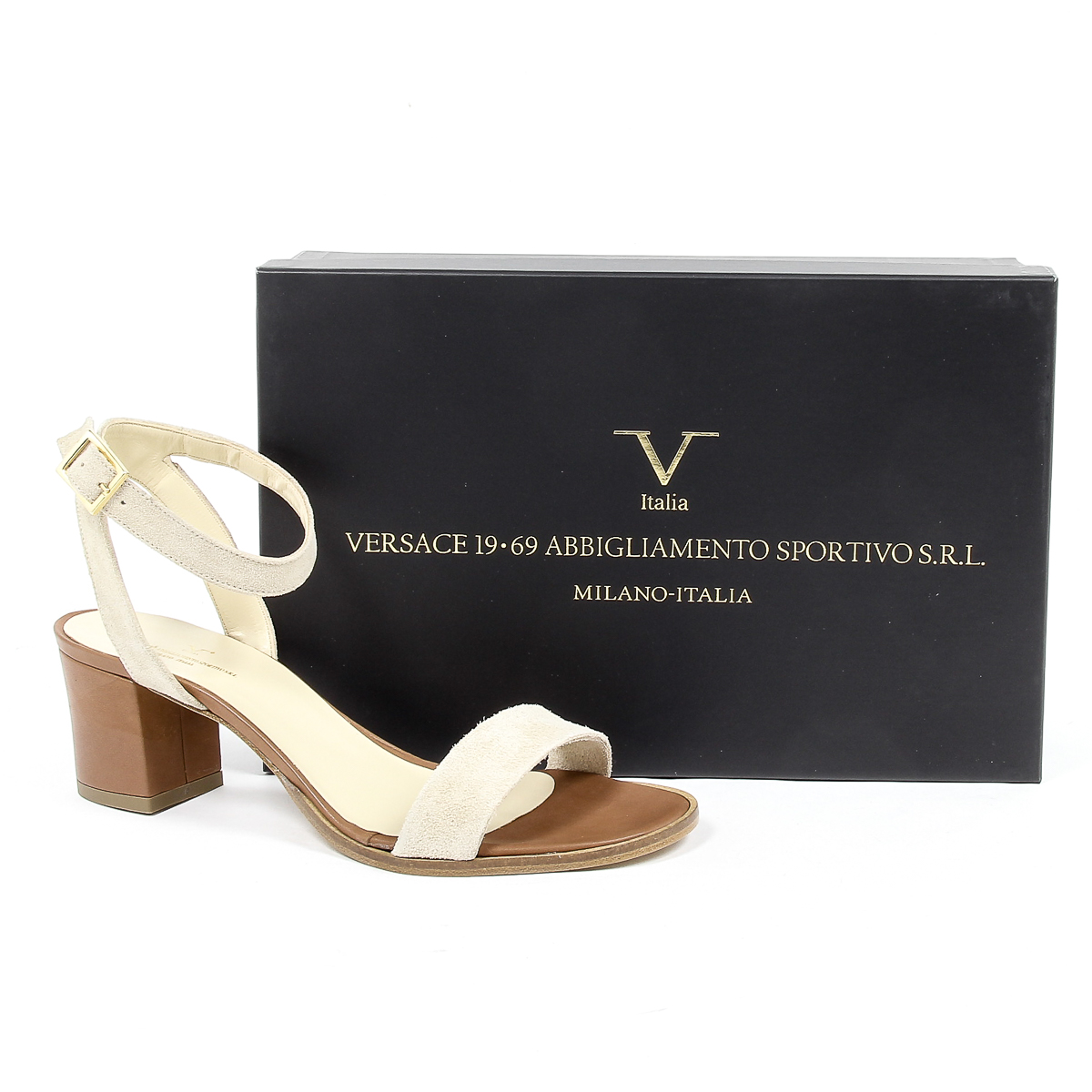 V 1969 Italia Sandalia de tira al tobillo para mujer Beige ANNA
