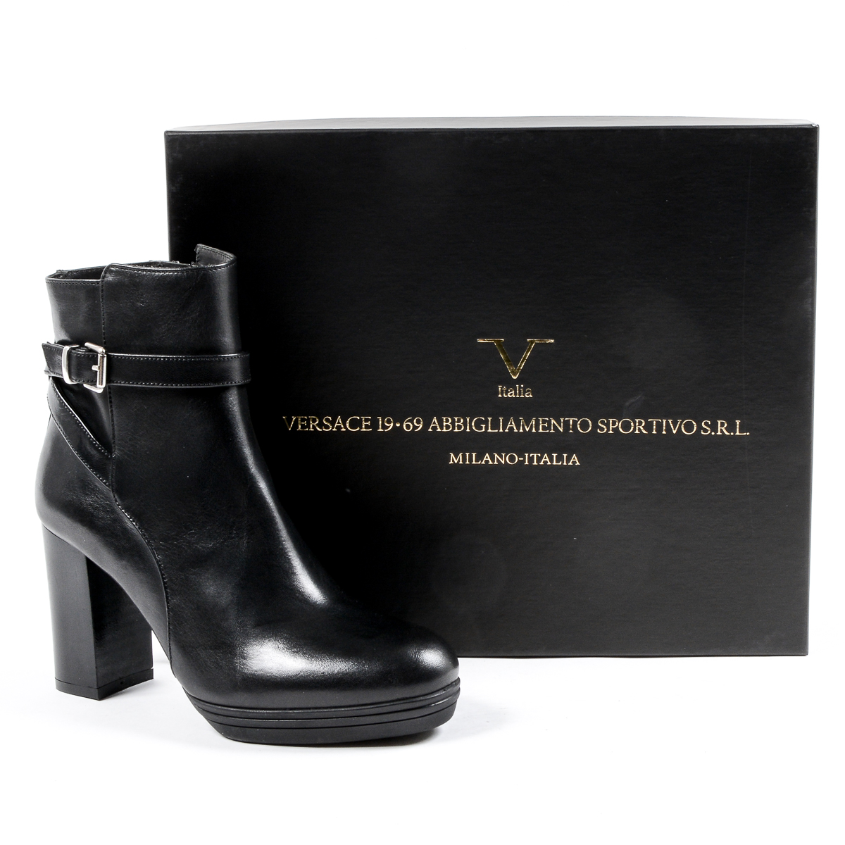 V 1969 Italia - Botines de tacón para mujer, color negro, SAMANTHA