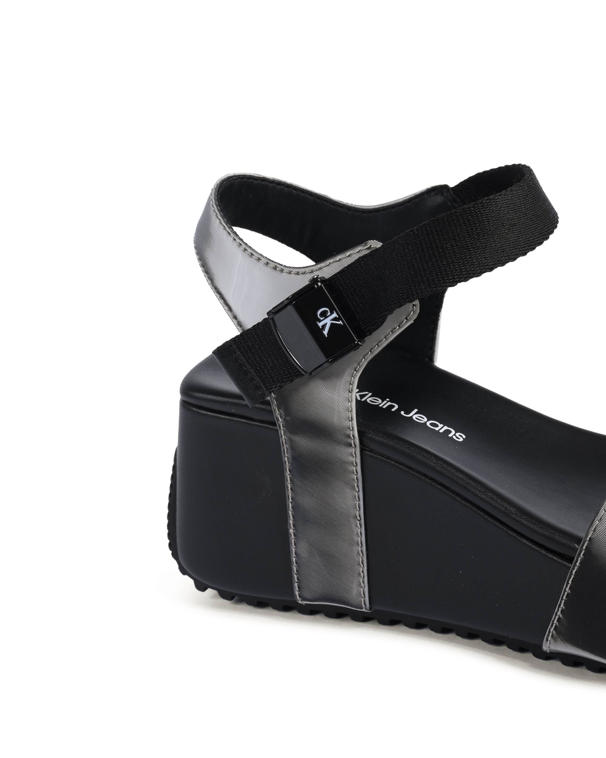Calvin Klein - Sandalias de cuña para mujer, color negro, YW0YW013660GN