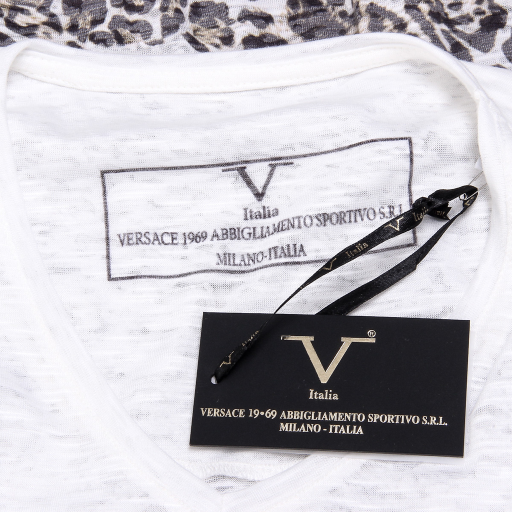 V 1969 Italia Womens T-shirt Short Sleeves V-Neck White EVELYN