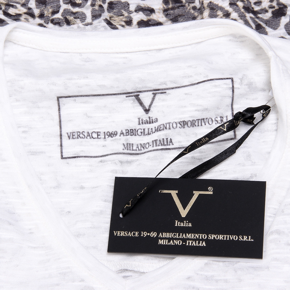 V 1969 Italia Womens T-shirt Short Sleeves V-Neck White EVELYN