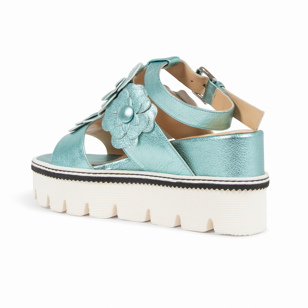 V1969 Italia Sandalia de plataforma para mujer Azul claro B3042DO CAPRA VETREX LAM GIADA