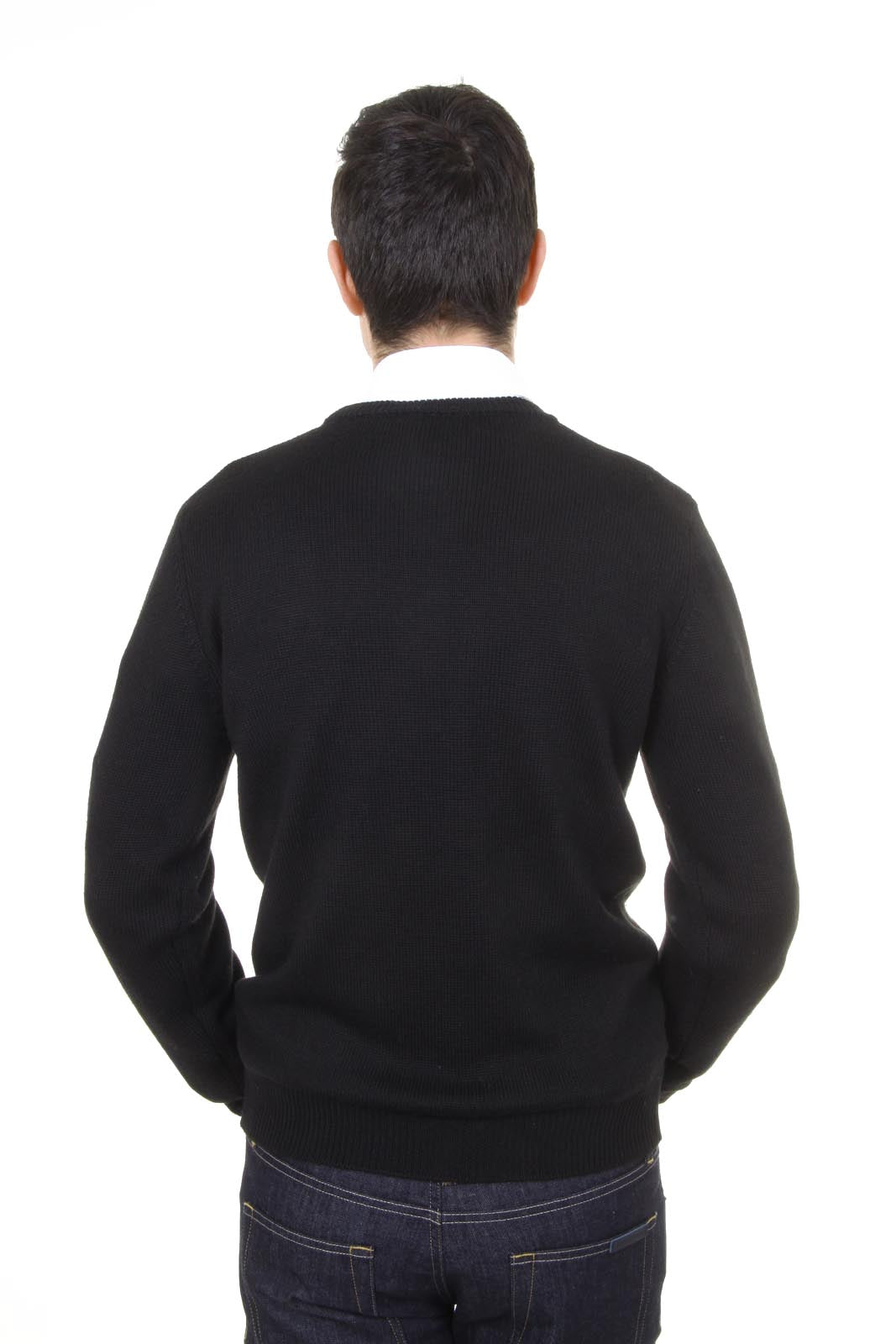 Suéter de cuello redondo para hombre V 1969 Italia 9802 GIROCOLLO NERO