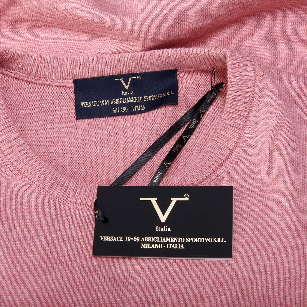 Suéter V 1969 Italia para hombre, manga larga, cuello redondo