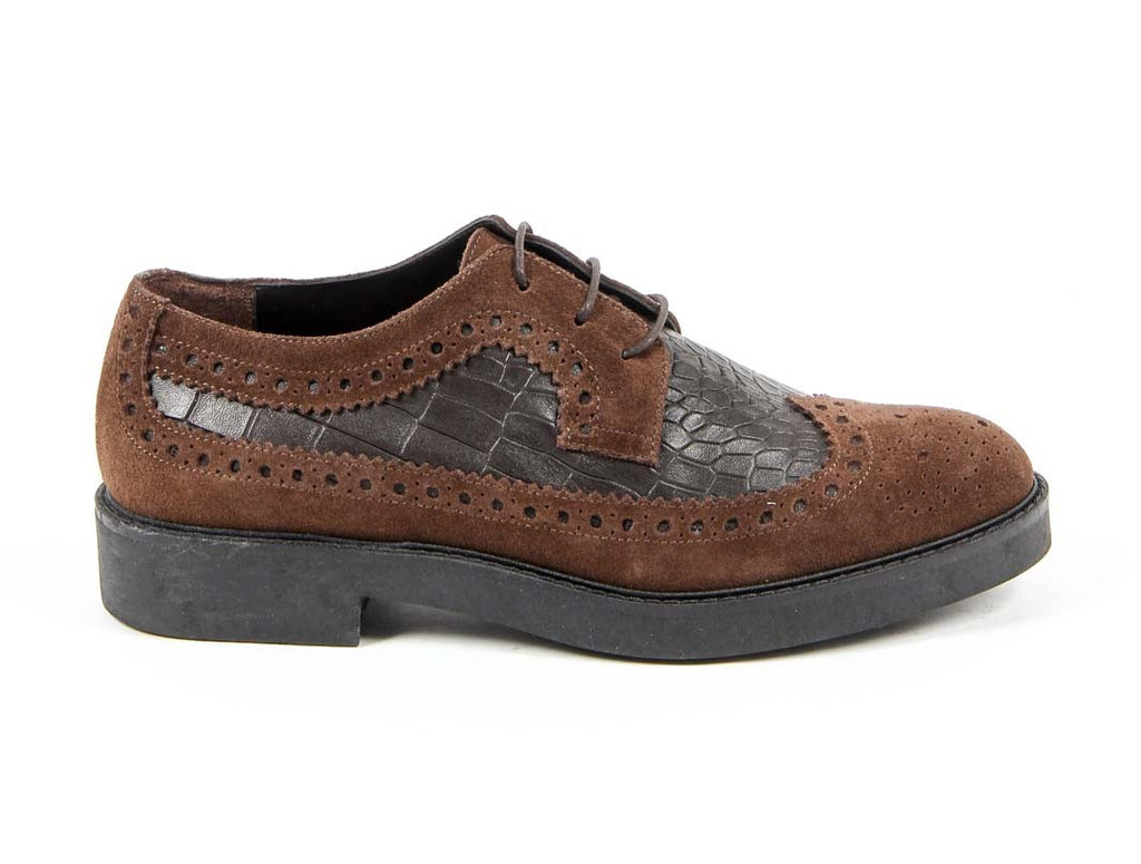 V 1969 Italia Zapato Brogue para Mujer B1670 VELOUR COCCO T. MORO