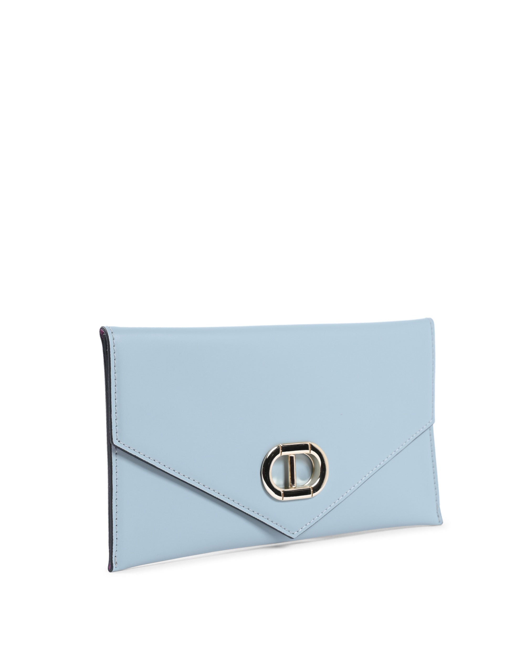 Cartera de piel tipo sobre - Azul claro