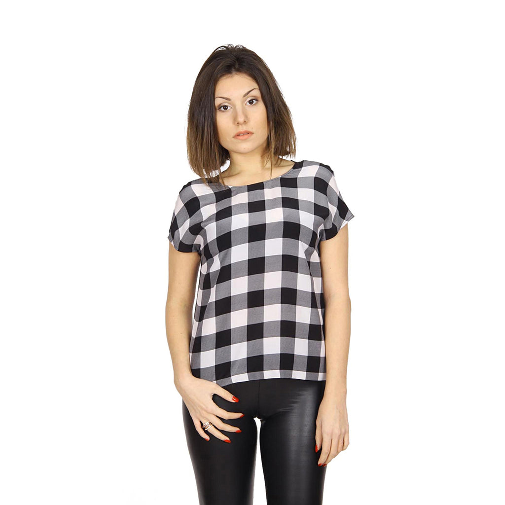 Top de crepé de seda con estampado vichy para mujer Dolce & Gabbana F7N04T FS14E X0800.