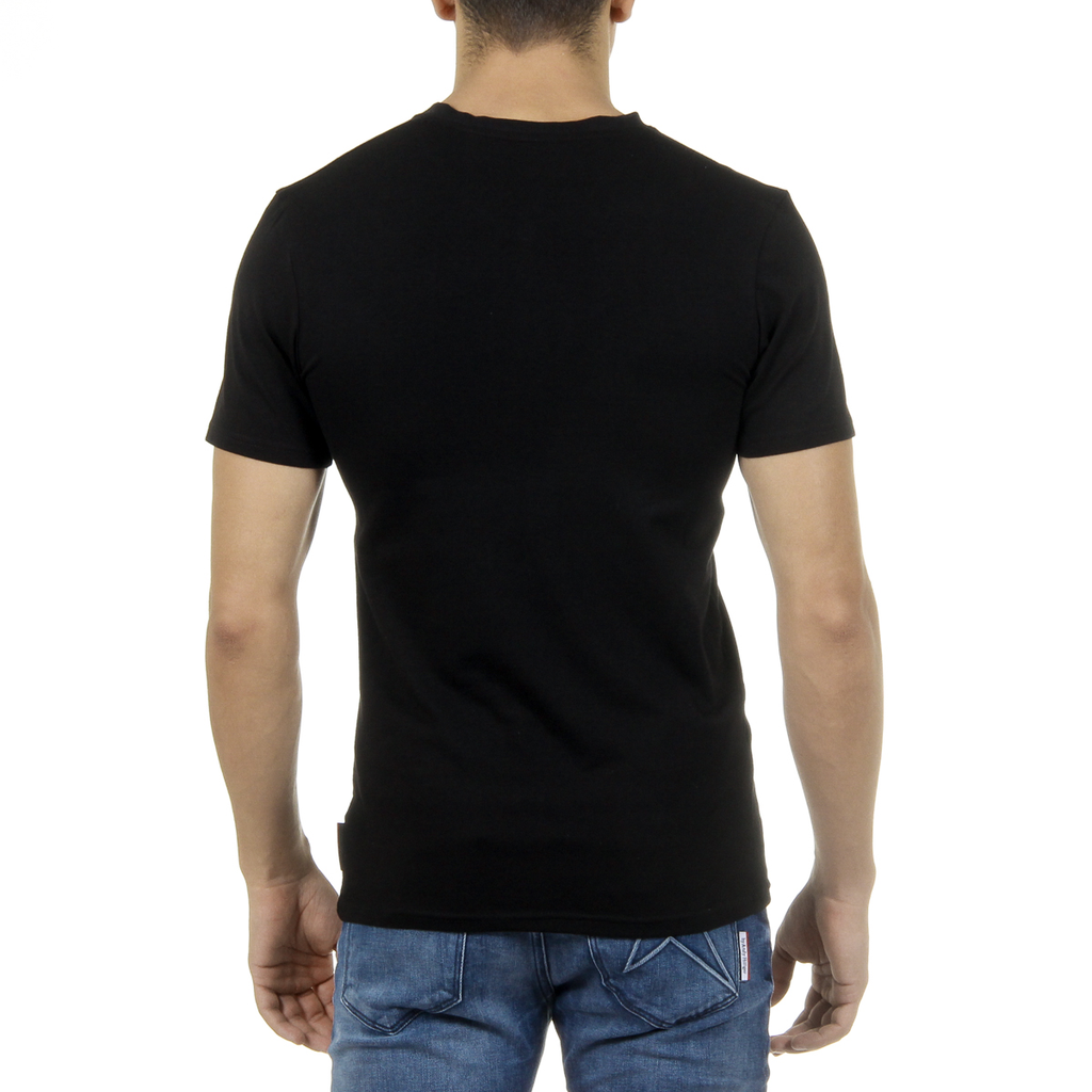 Camiseta Andrew Charles para hombre, manga corta, cuello en V, negra, KENAN