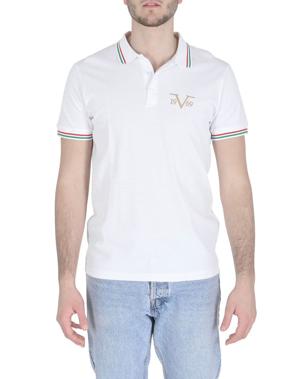 19V69 Italia Polo para hombre OLAF BLANCO