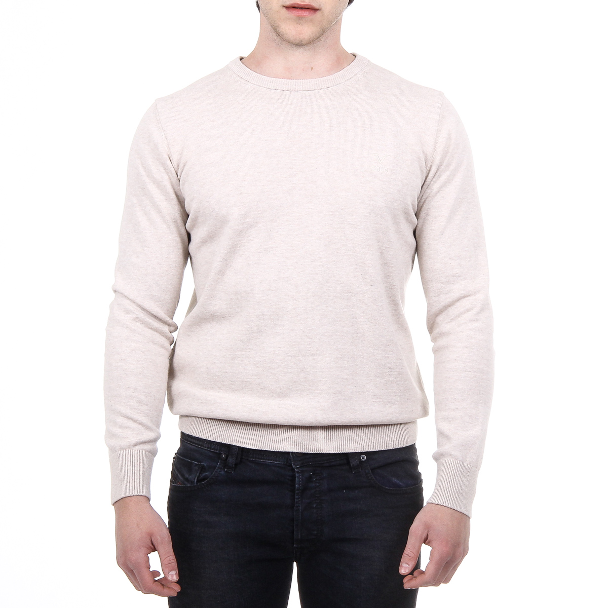 Suéter V 1969 Italia para hombre, manga larga, cuello redondo