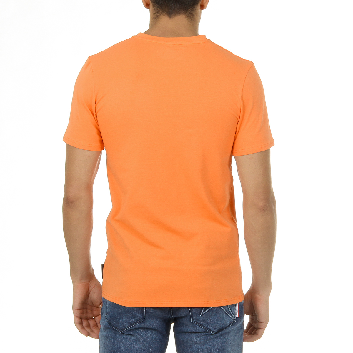 Camiseta Andrew Charles para hombre, manga corta, cuello en V, naranja, KENAN