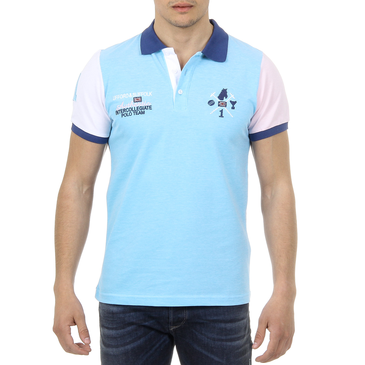 Polo Ufford & Suffolk Polo Club para hombre, manga corta, US009 TURQUESA