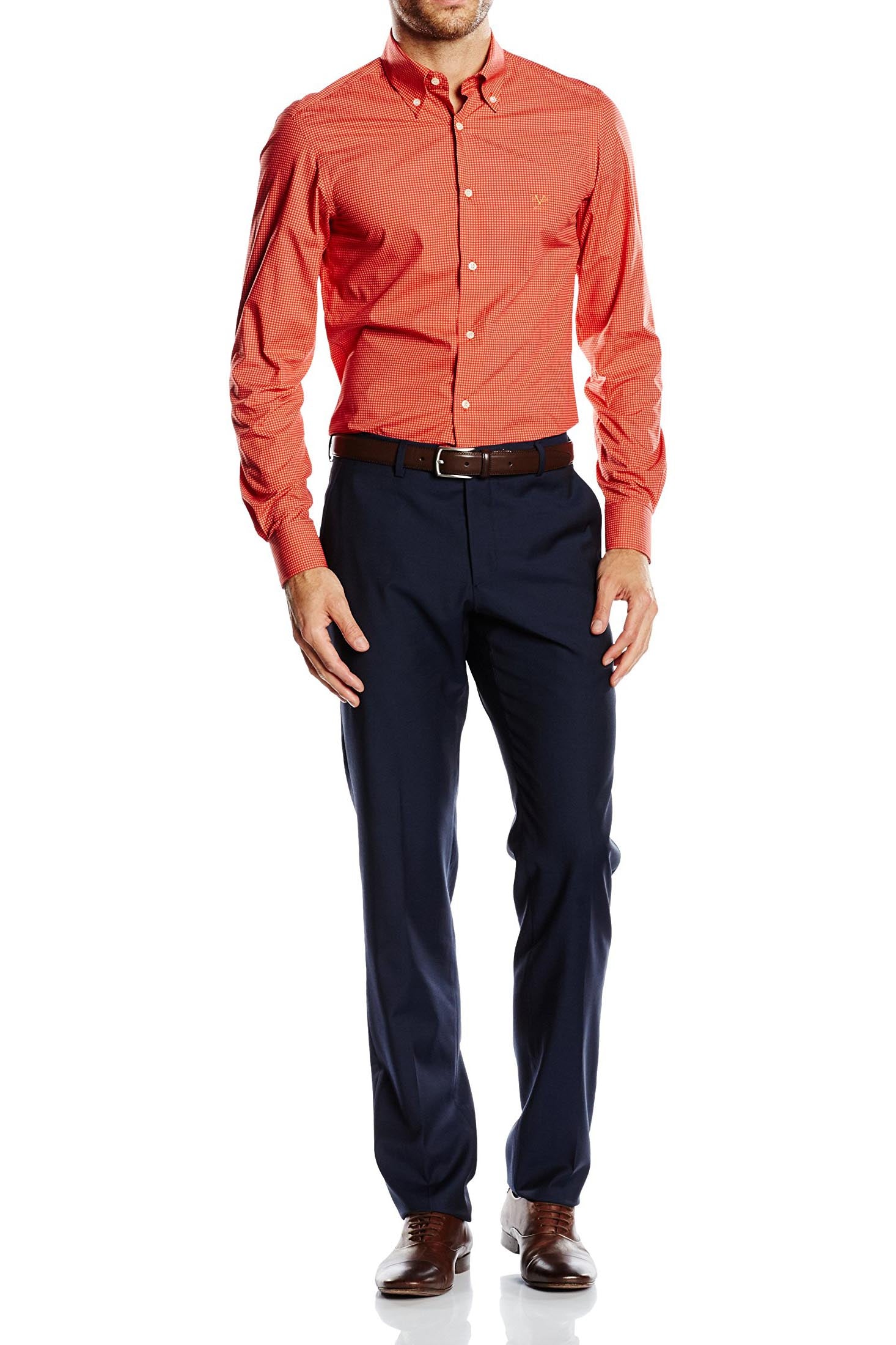 Camisa de hombre V 1969 Italia con cuello abotonado y corte entallado SBD63