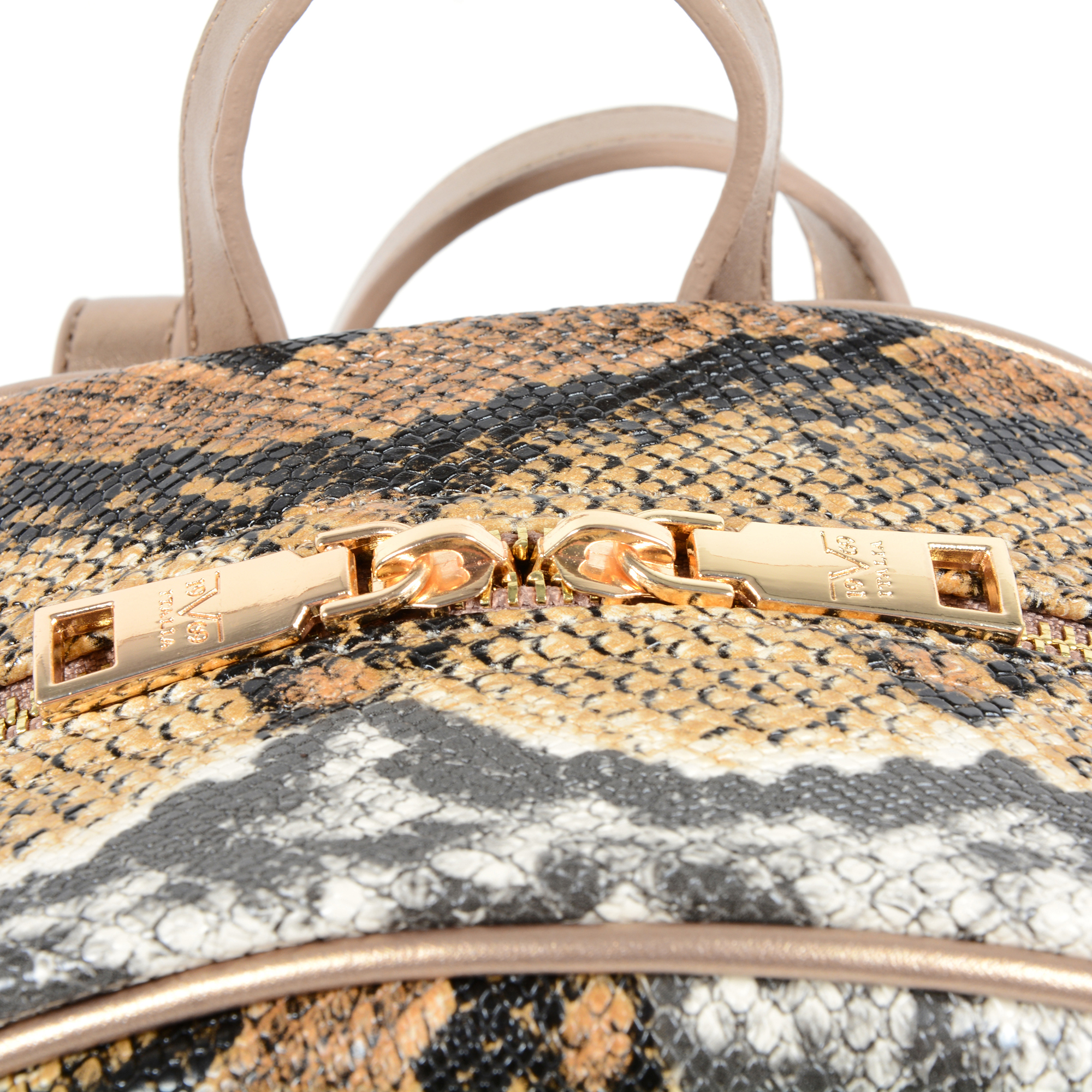 19V69 Italia Womens Backpack Multicolor 5012 PYTHON BROWN GOLD