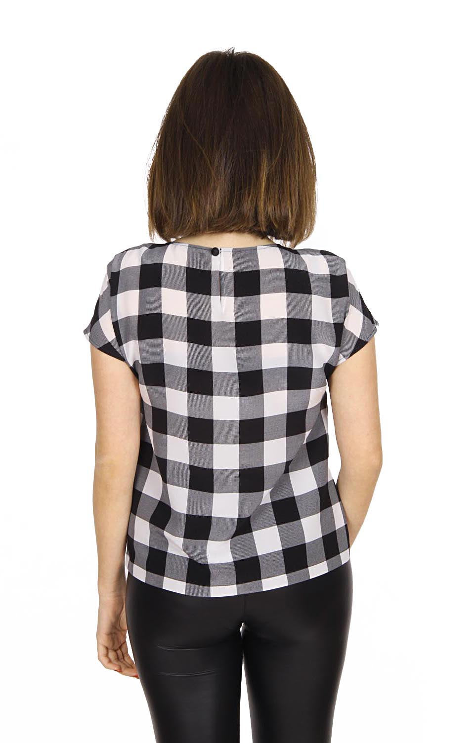 Top de crepé de seda con estampado vichy para mujer Dolce & Gabbana F7N04T FS14E X0800.