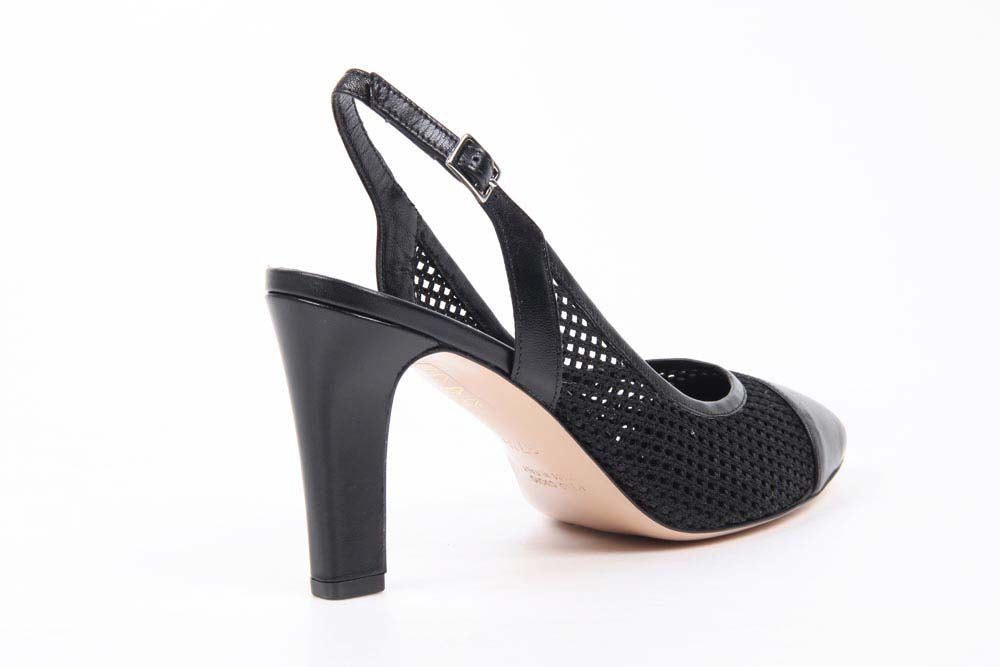 V 1969 Italia Zapatos de tacón con tira trasera para mujer 5512 LAU85 TES RETE NEW RODI NERO