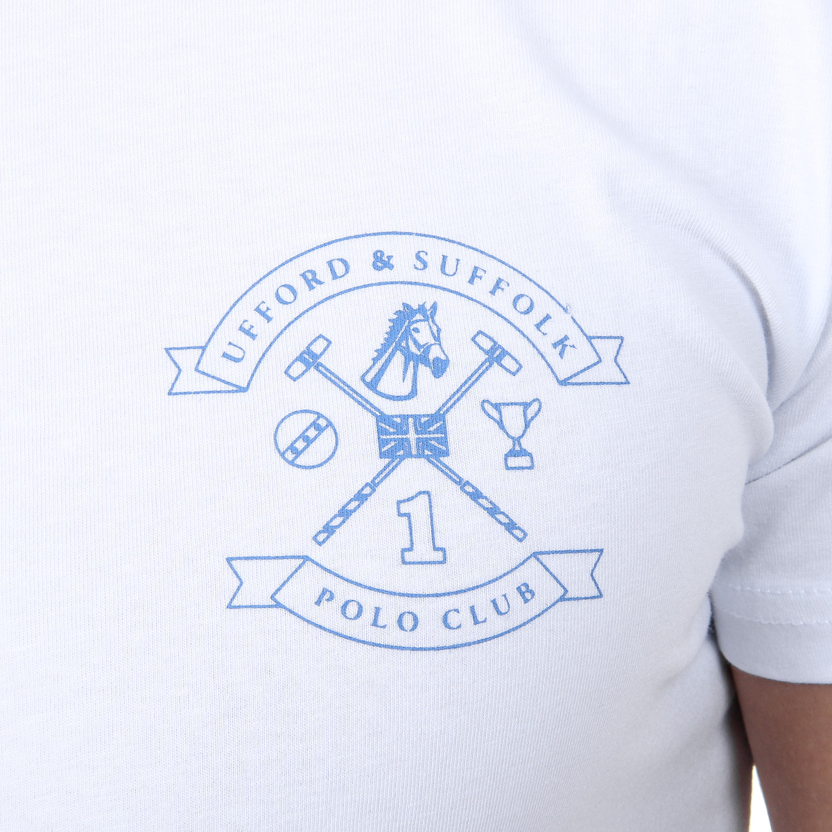 Camiseta de hombre Ufford & Suffolk Polo Club, manga corta, cuello redondo, US028, blanca