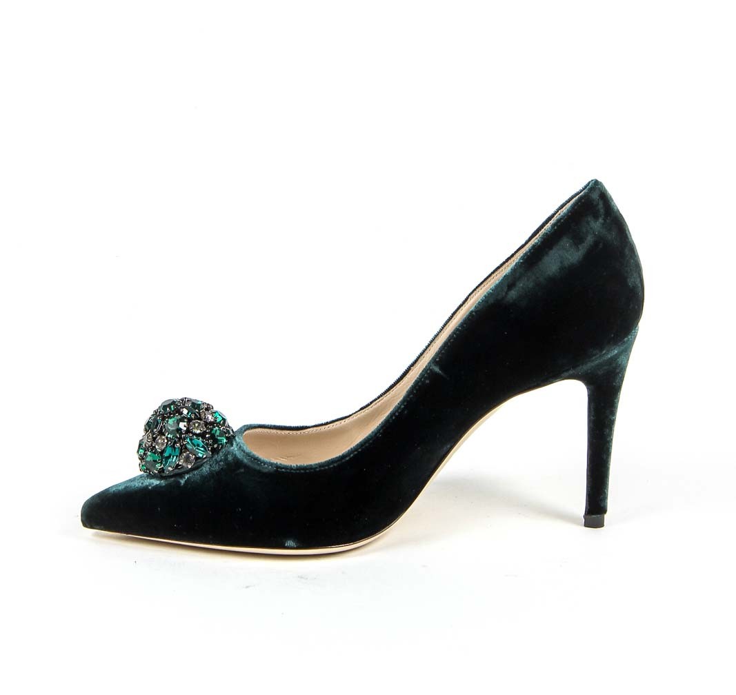 Zapatos de salón para mujer V 1969 Italia 3104104 VELLUTO VERDE