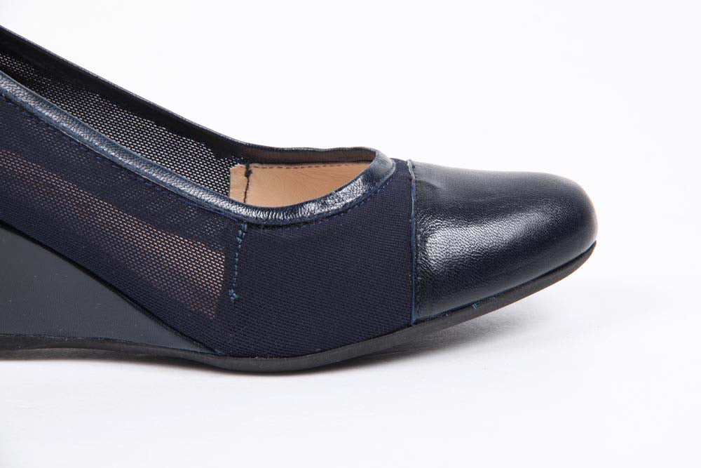 V 1969 Italia Zapatos de cuña para mujer 4356 480 TES TES ELASTICO RETE BLU
