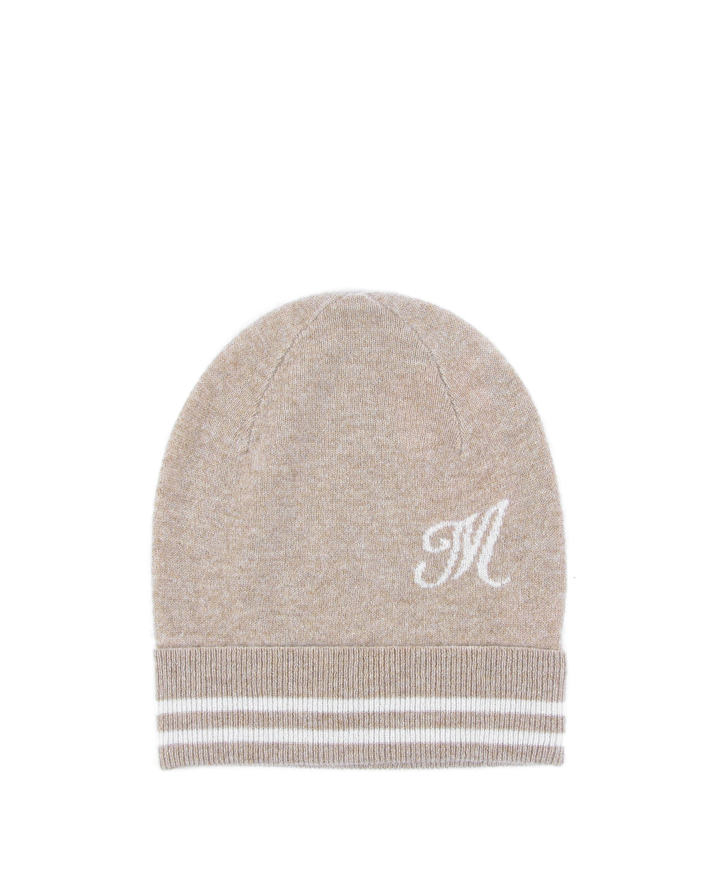 Gorro de cachemira con monograma - Camel