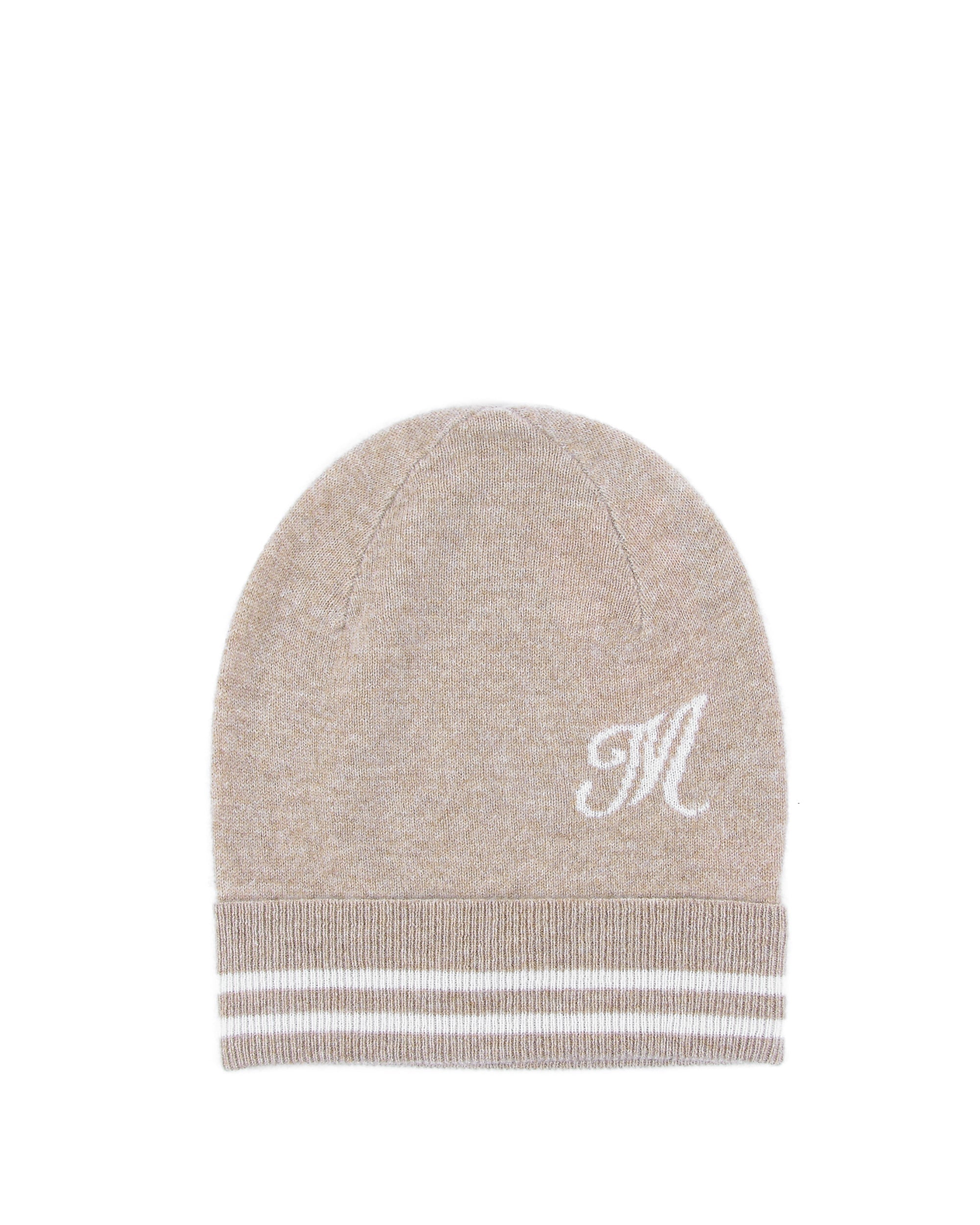 Gorro de cachemira con monograma - Camel