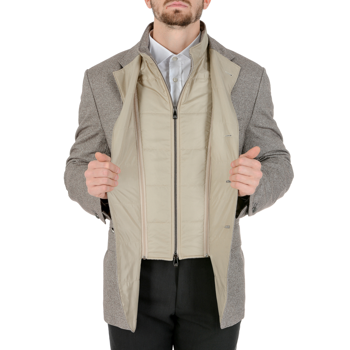 Corneliani Mens Jacket Long Sleeves Light Grey