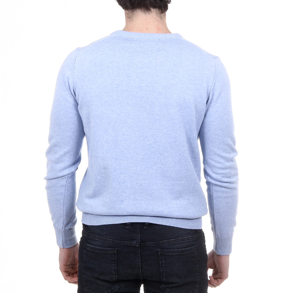 Suéter V 1969 Italia para hombre, manga larga, cuello redondo
