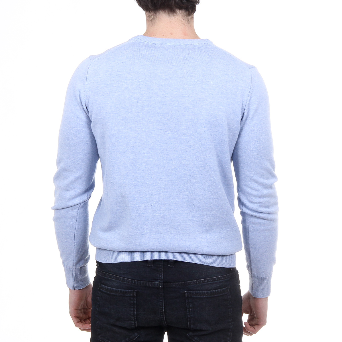 Suéter V 1969 Italia para hombre, manga larga, cuello redondo