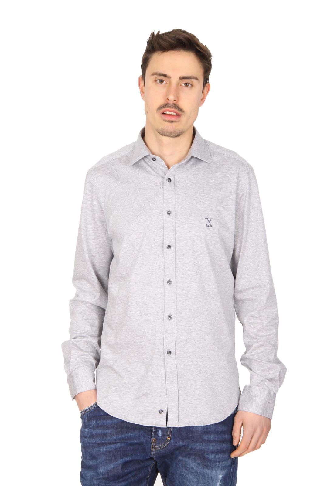 Camisa de manga larga para hombre V 1969 Italia Paris Jersey gris melange
