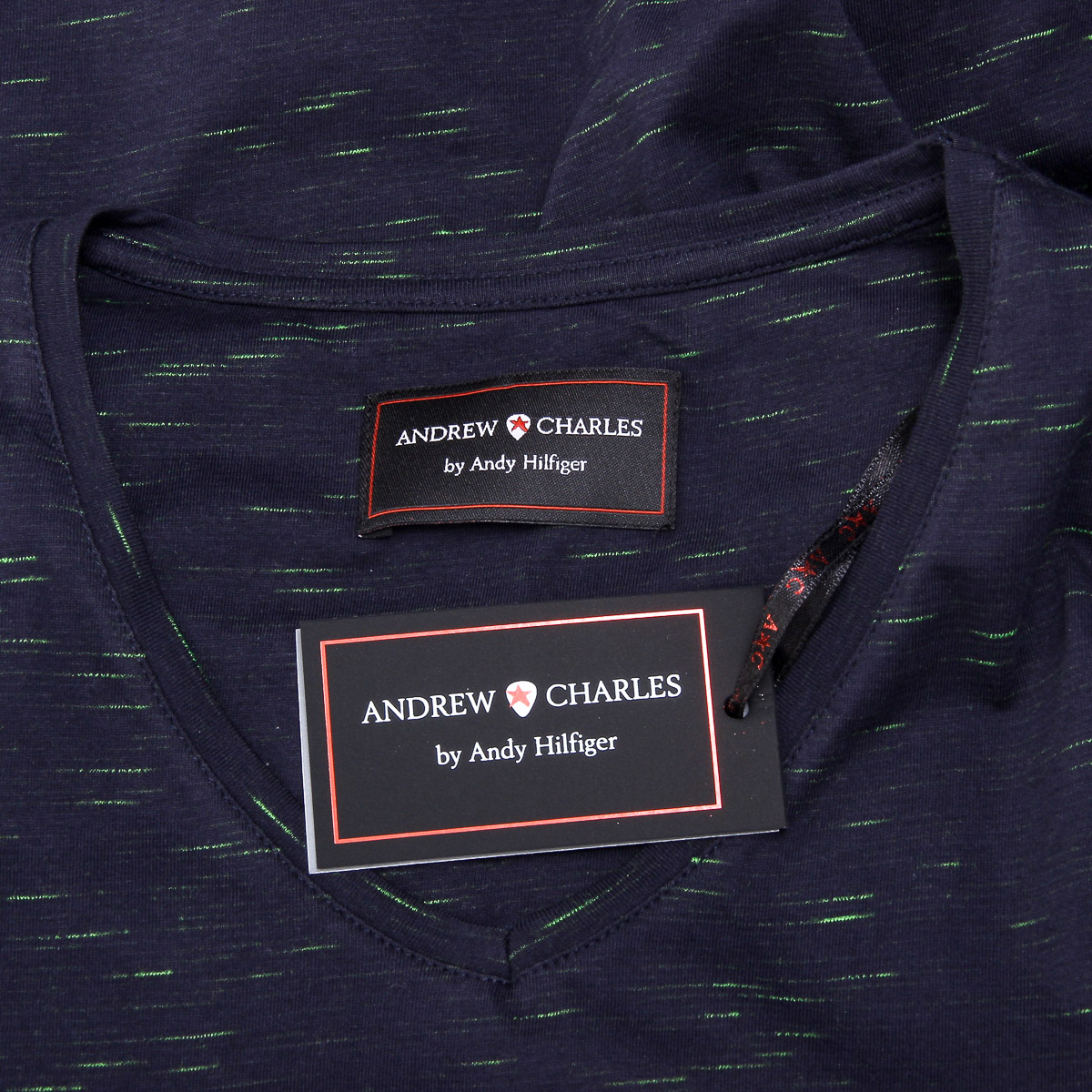 Andrew Charles Mens T-Shirt Short Sleeves V-Neck Dark Blue CONNOR