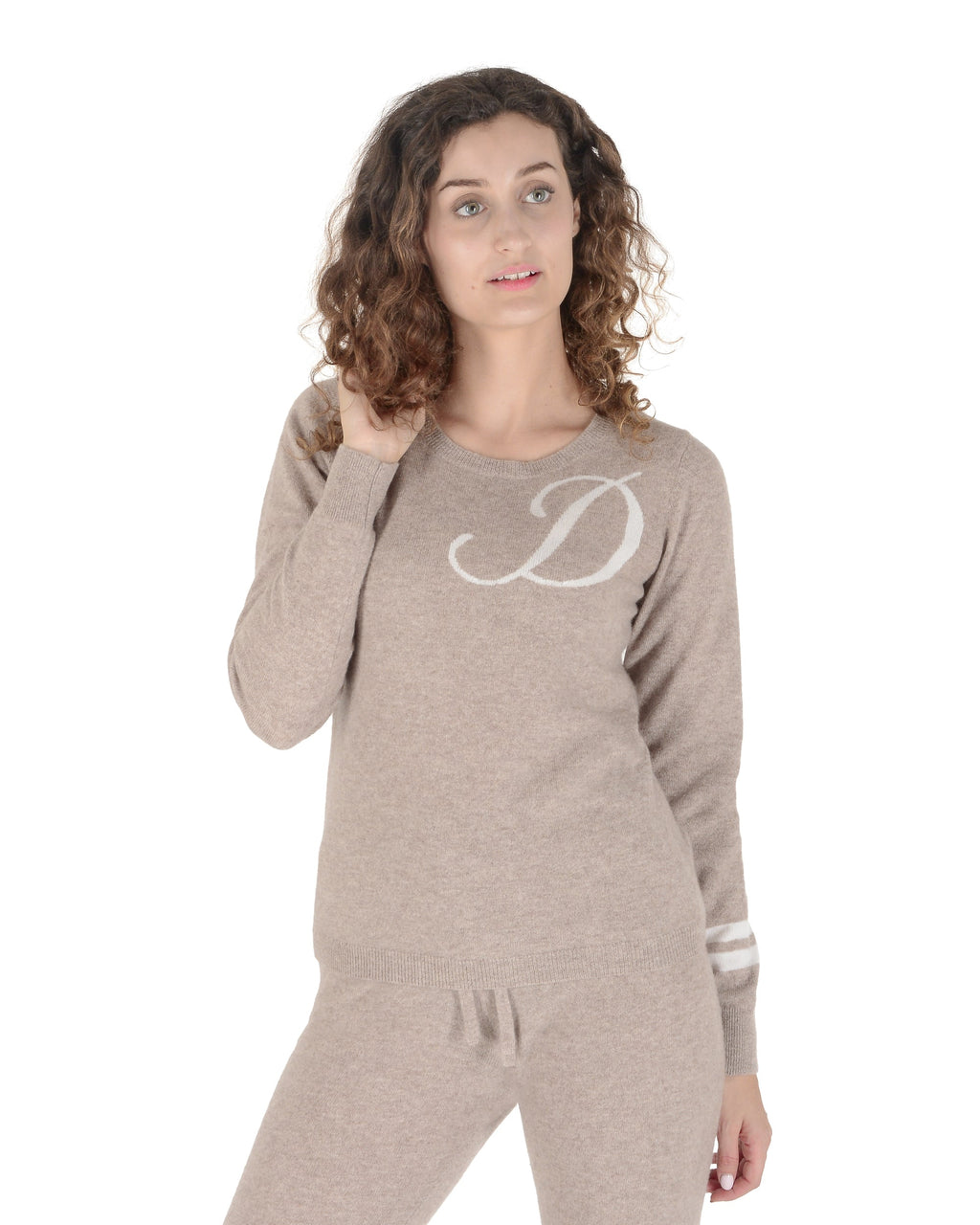 Suéter de cachemira con cuello redondo - Camel