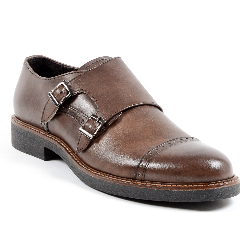 Andrew Charles Mens Monk Strap Shoe Brown KURT