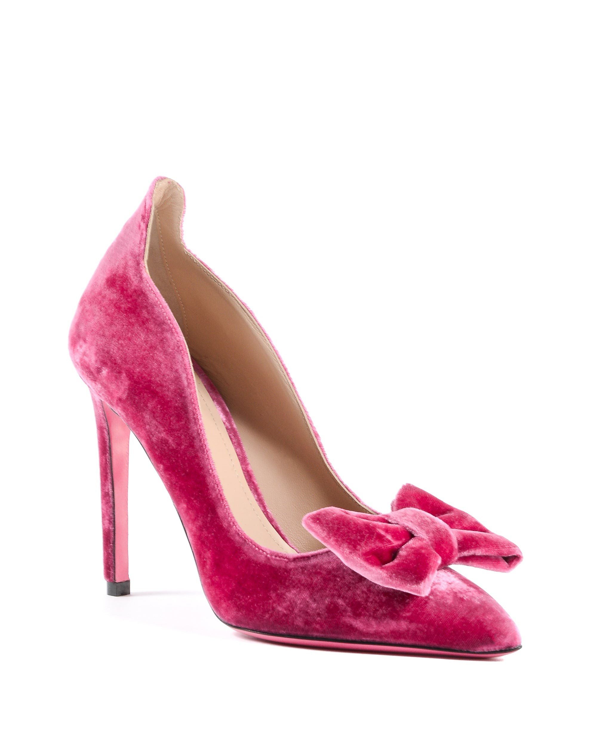 Zapatos de salón con lazo de terciopelo para mujer - Fuxia
