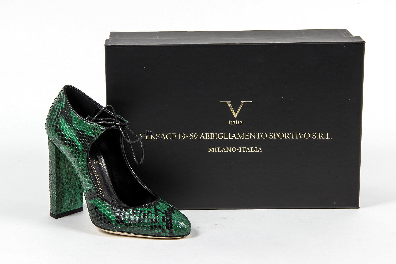Zapatos de tacón con cordones para mujer V 1969 Italia 3111302 PITONE VERDE