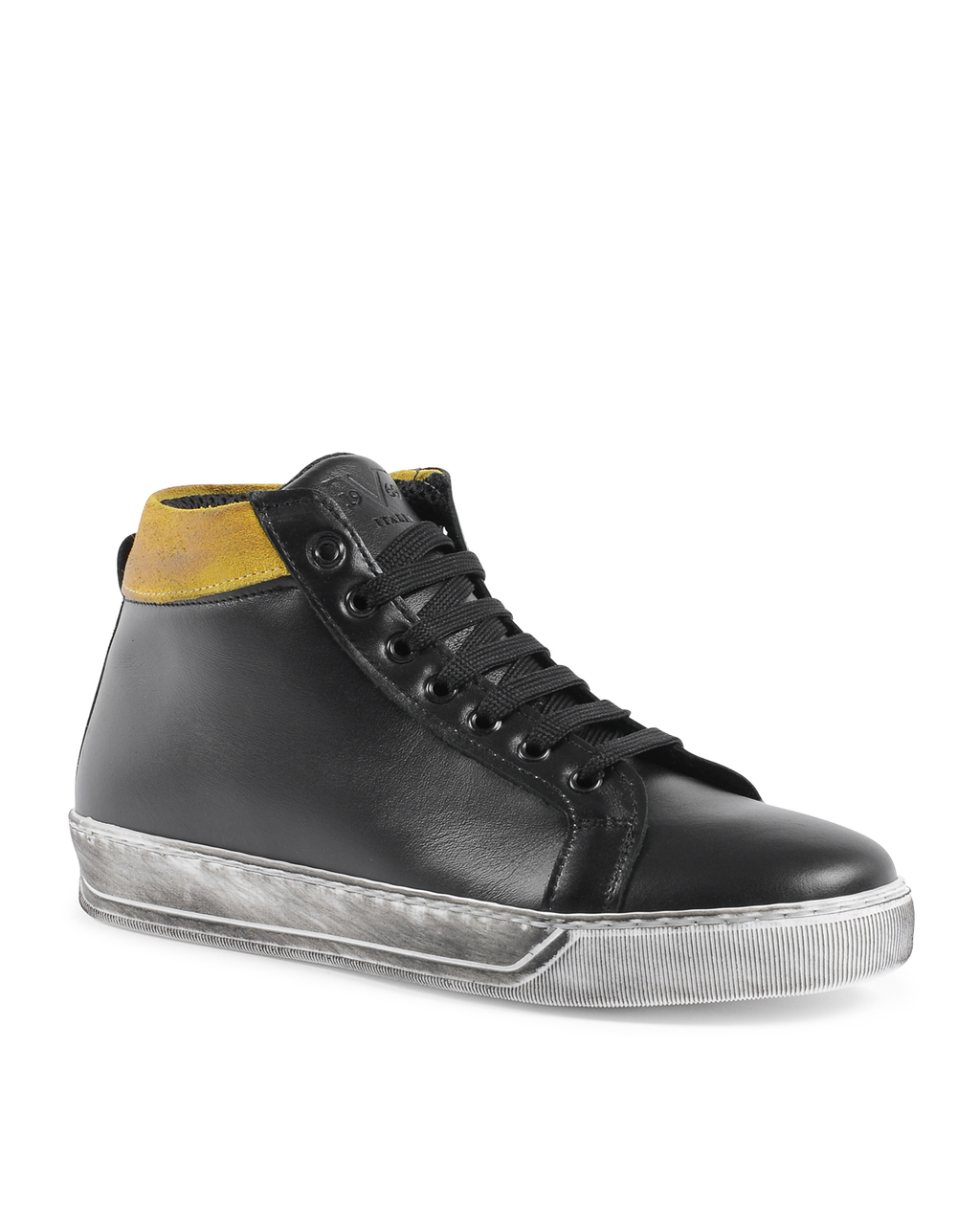 19V69 Italia Mens Sneaker Black Yellow 2130 VITELLO NERO CAM GIALLO