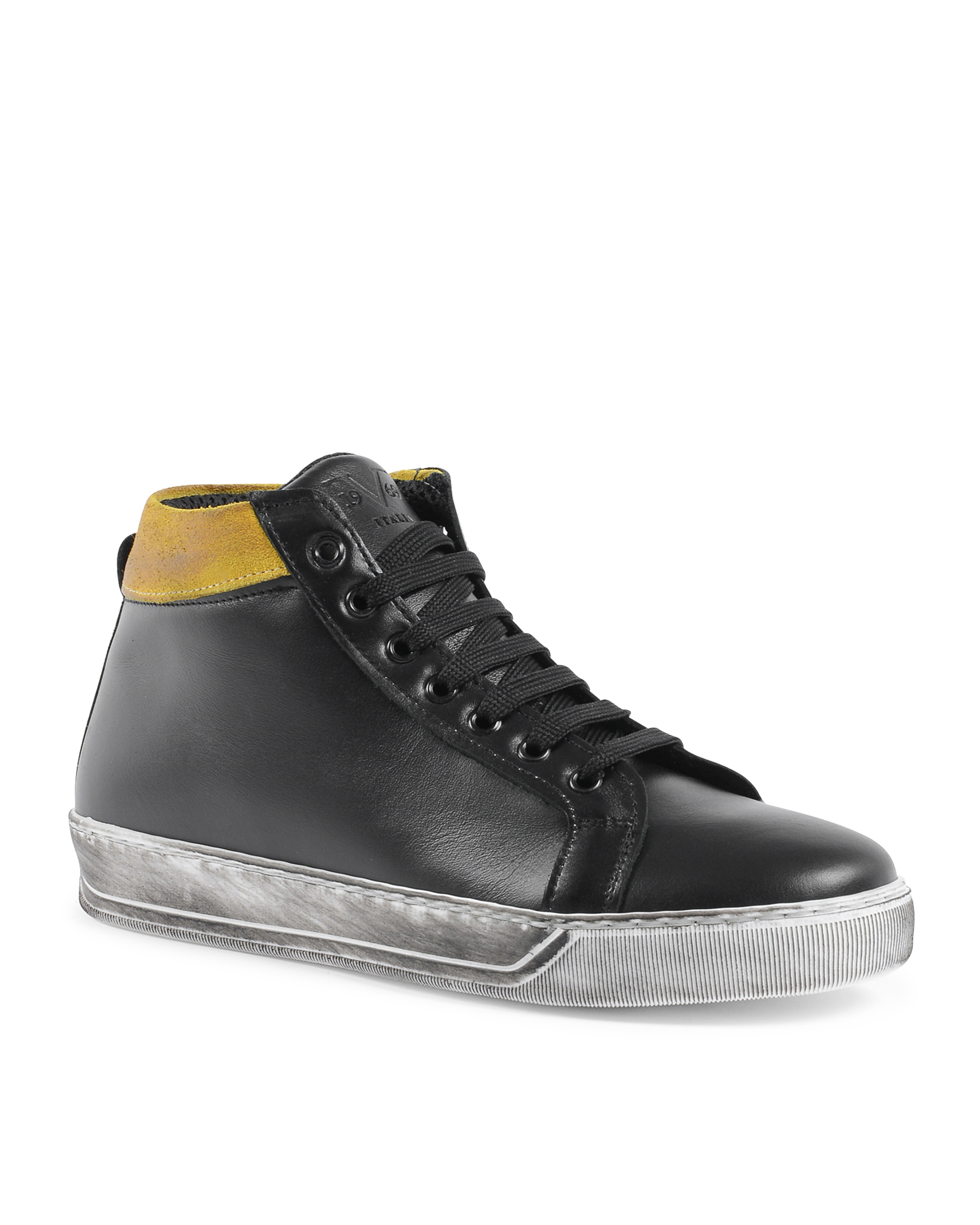 19V69 Italia Mens Sneaker Black Yellow 2130 VITELLO NERO CAM GIALLO