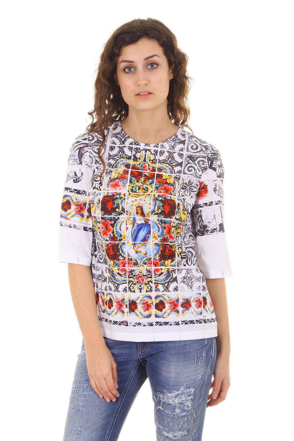 Top de manga corta para mujer Dolce & Gabbana F7Q09T FP5KC X0800