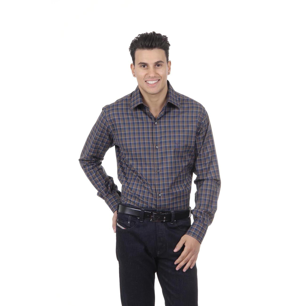 Camisa clásica moderna de corte italiano para hombre V 1969, talla 377 VAR. 031