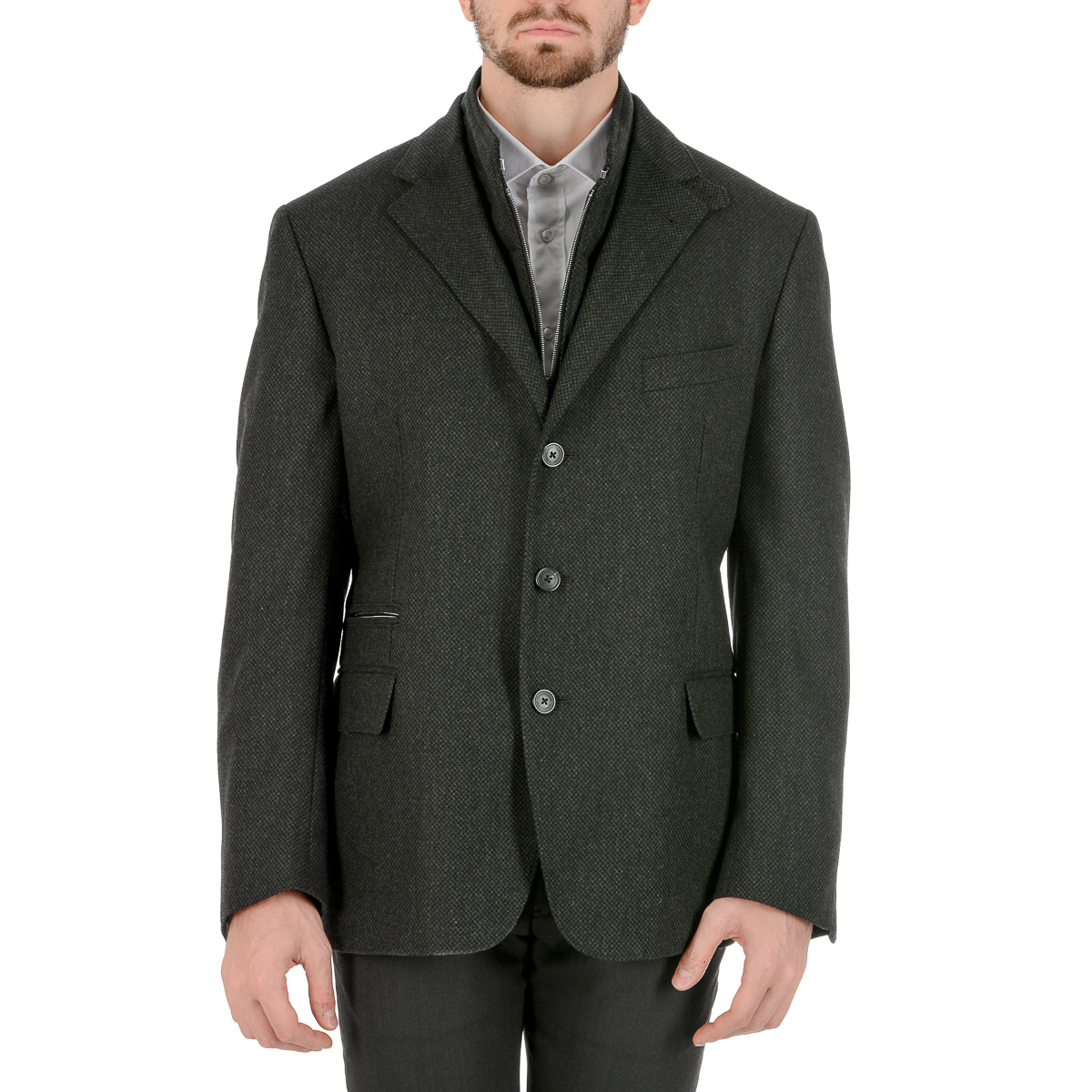 Corneliani Mens Jacket Long Sleeves Dark Grey