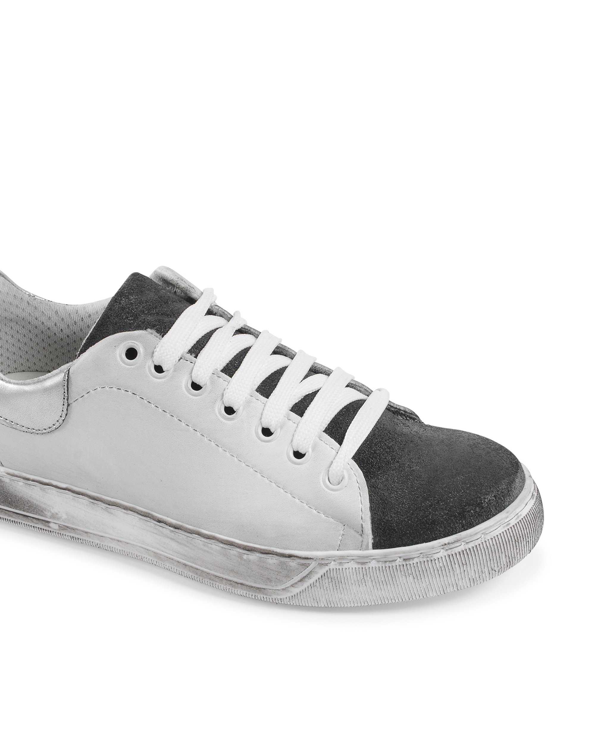 19V69 Italia Womens Sneaker White Grey 718-S PELLE BIANCO CAM GRIGIO