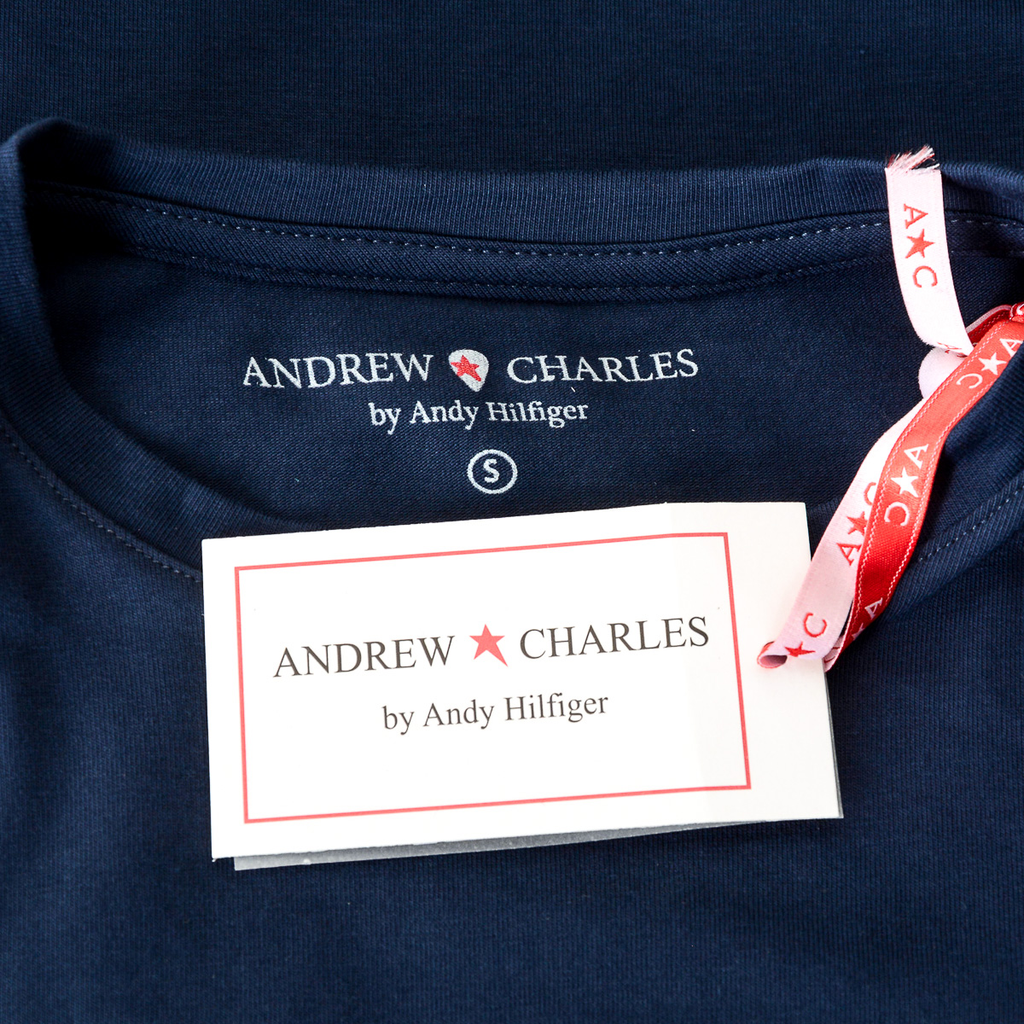 Camiseta Andrew Charles para mujer, manga corta, cuello redondo, azul, TARANA