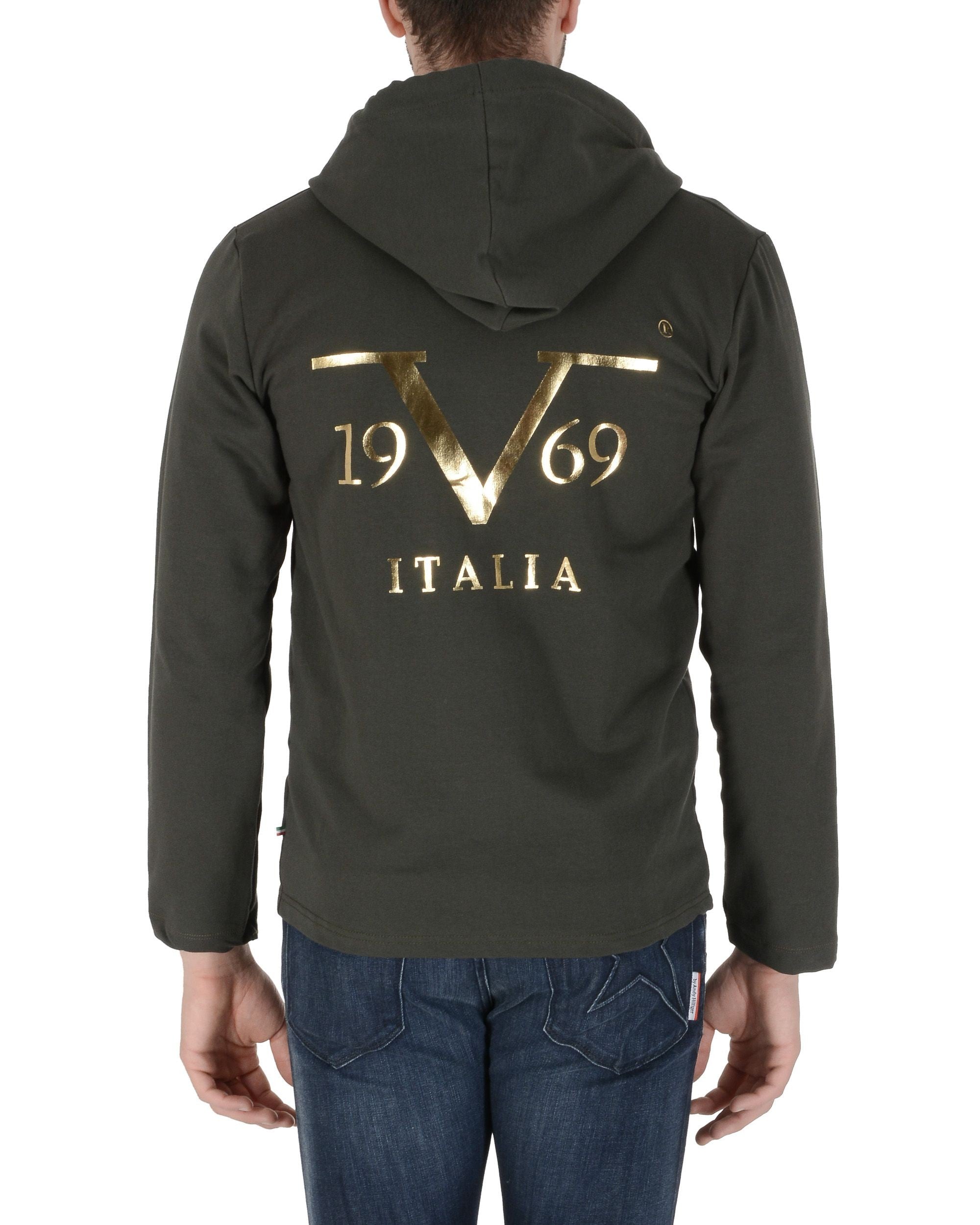 Sudadera con capucha 19V69 Italia para hombre verde oscuro THOMAS DARK GREEN