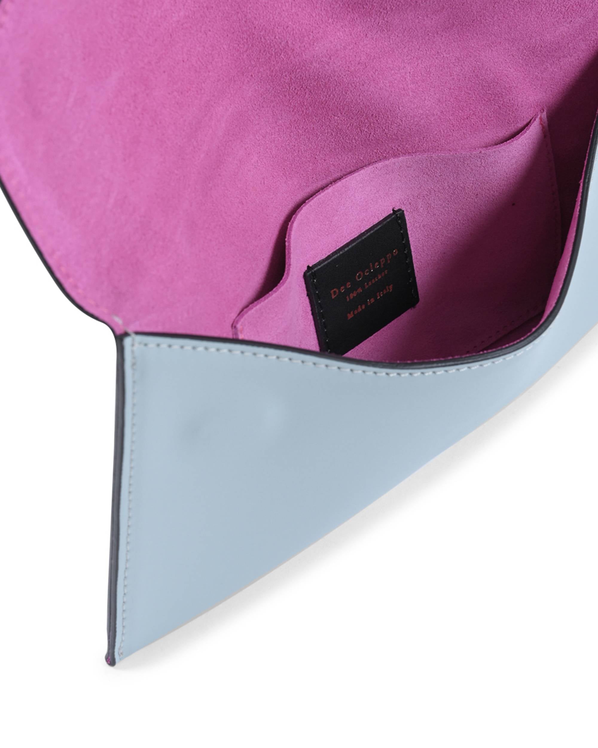Cartera de piel tipo sobre - Azul claro