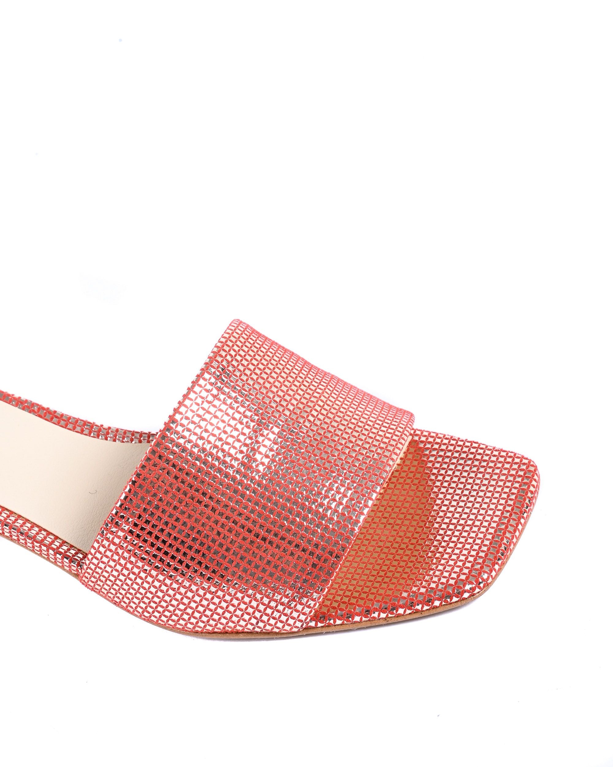 19V69 Italia Sandalia de mujer roja NEPER STAMP. LAM. ROSSO ORO